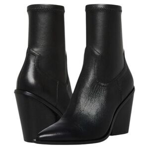 Steve Madden Alecia Western Booties Block Heel Pointed Toe